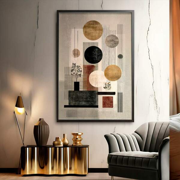 Quadro Decorativo Abstrato Escandinavos Composio De Marrons