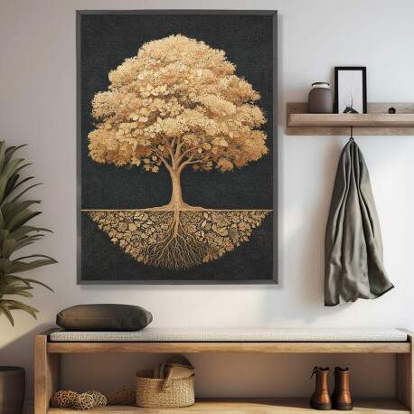 Quadro Decorativo rvore Abstrata Dourada