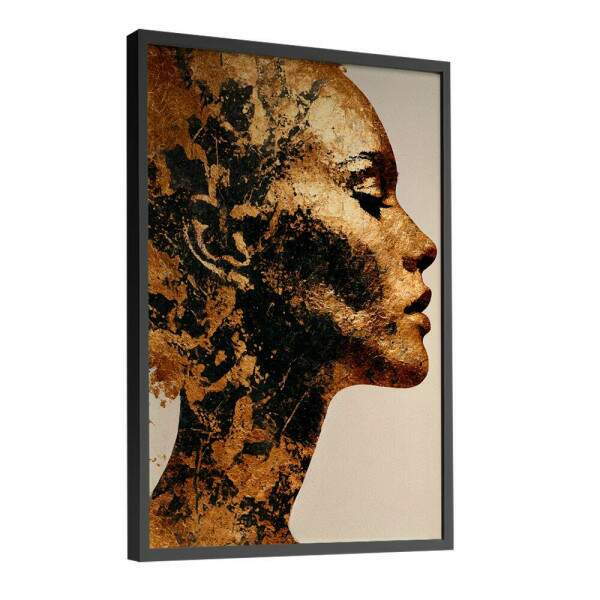 Quadro Decorativo Mulher Dourada Abstrato Minimalista