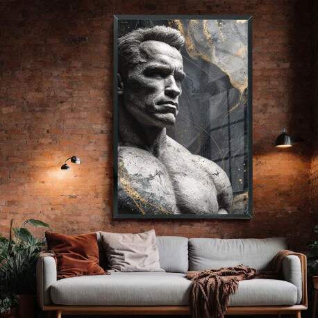 Quadro Decorativo Arnold Schwarzenegger Abstrato Em Pedra 