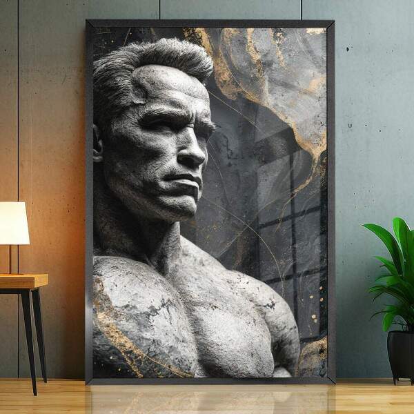 Quadro Decorativo Arnold Schwarzenegger Abstrato Em Pedra