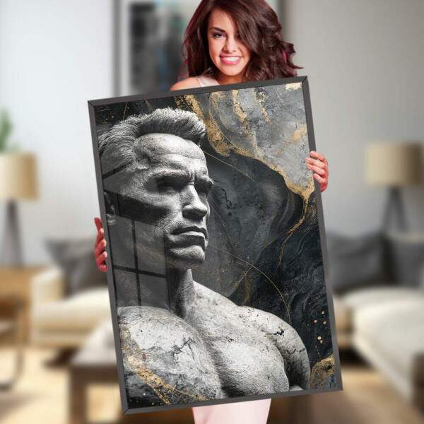 Quadro Decorativo Arnold Schwarzenegger Abstrato Em Pedra