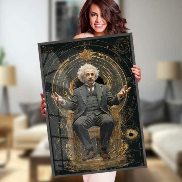Quadro Decorativo Albert Einstein Na Poltrona