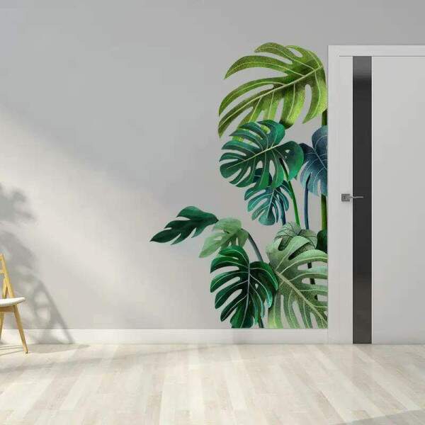 Adesivo de Parede Folhas Verdes Naturais