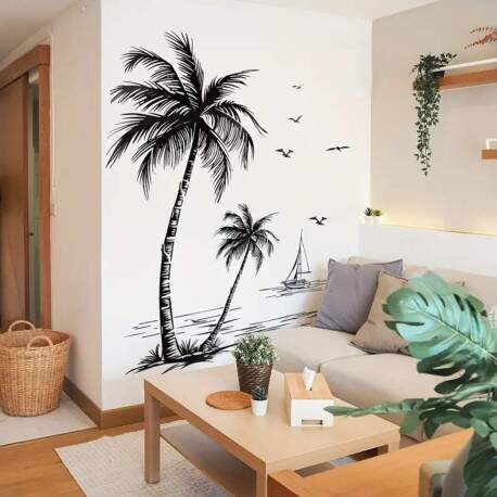 Adesivo de Parede Minimalista Praia Tropical