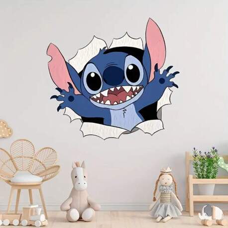 Adesivo de Parede Buraco na Parede Stitch Divertido
