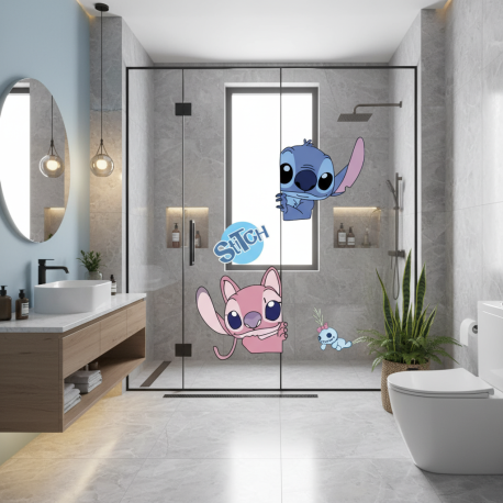Adesivo de Parede Infantil Stich e Angel