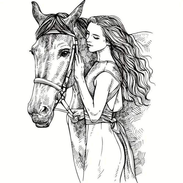Adesivo de Parede Artstico - Esboo de Cavaleiro e Cavalo