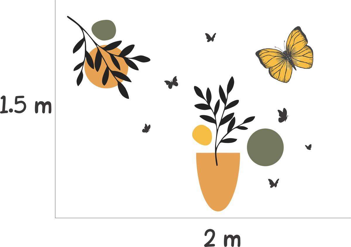 Adesivo de Parede Floral Abstrato Boho