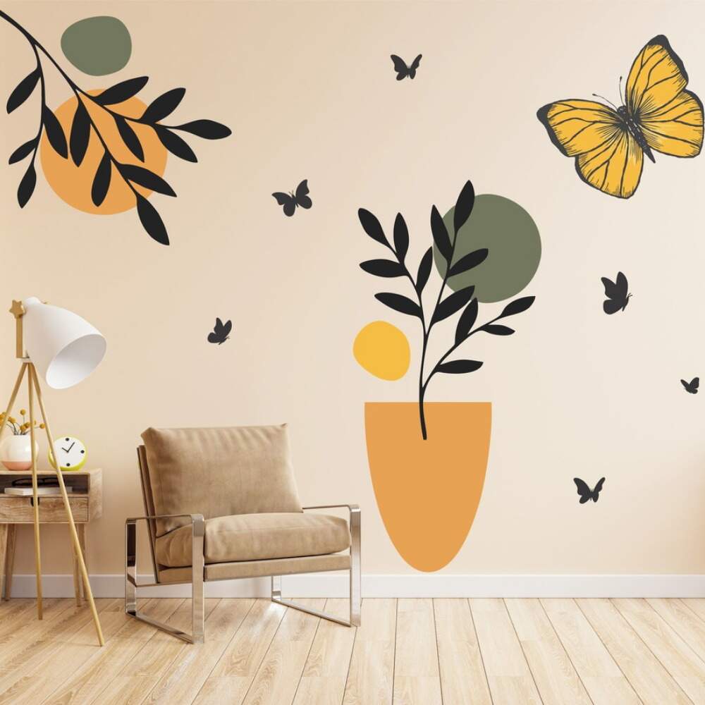 Adesivo de Parede Floral Abstrato Boho