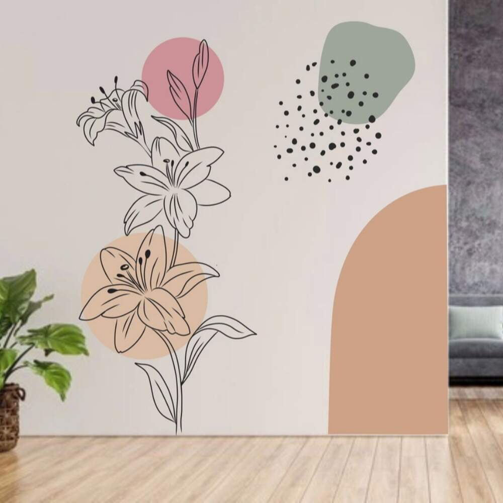 Adesivo de Parede Boho Floral Abstrato