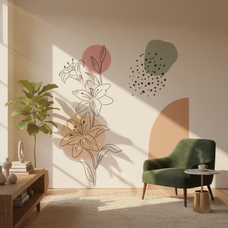 Adesivo de Parede Boho Floral Abstrato