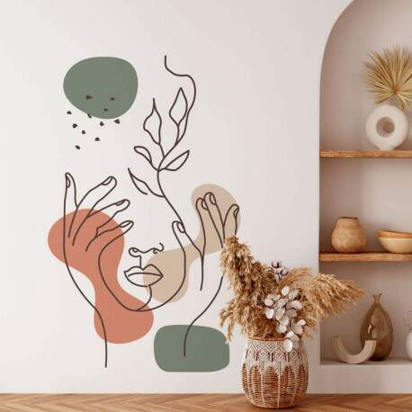 Adesivo de Parede Abstrato Boho Rosto