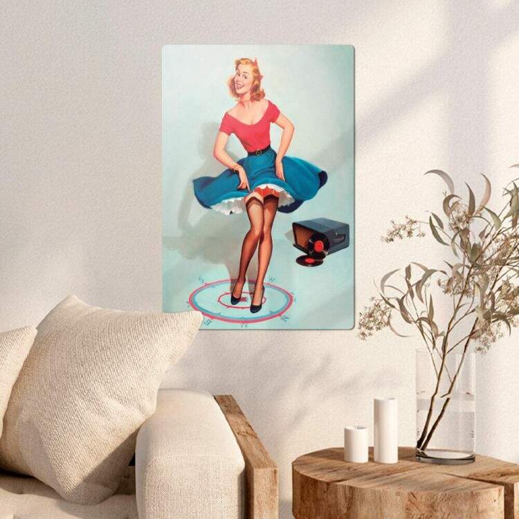 Placa Decorativa Pin-Up Discos de Vinis