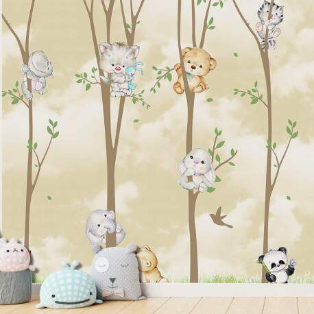 Papel de Parede para Quarto Infantil Animais da Floresta MP
