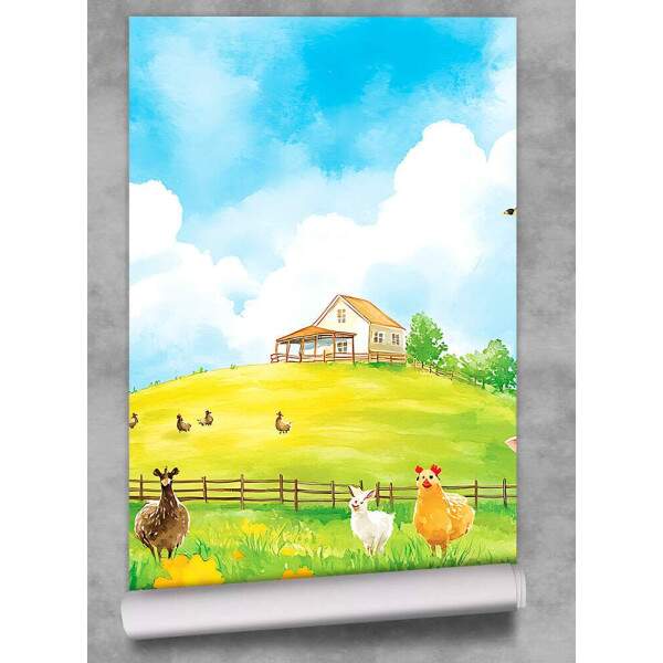 Papel de Parede para Quarto Infantil Animais da Fazenda MP