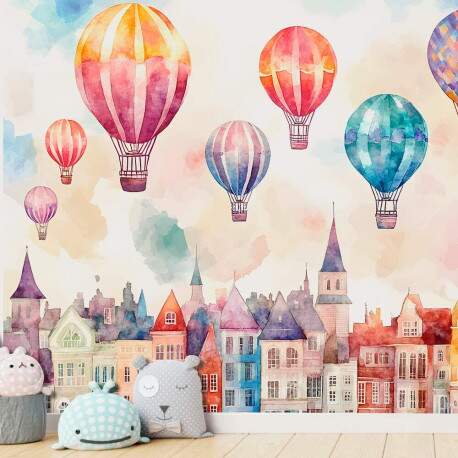 Papel de Parede para Quarto Infantil Aquarela Bales na Cidade MP