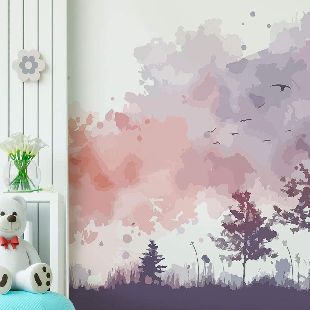 Papel de Parede para Quarto Infantil Aquarela Cervo e Luar MP