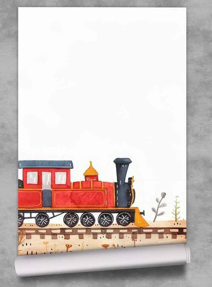 Papel de Parede para Quarto Infantil Aquarela Trem na Floresta MP