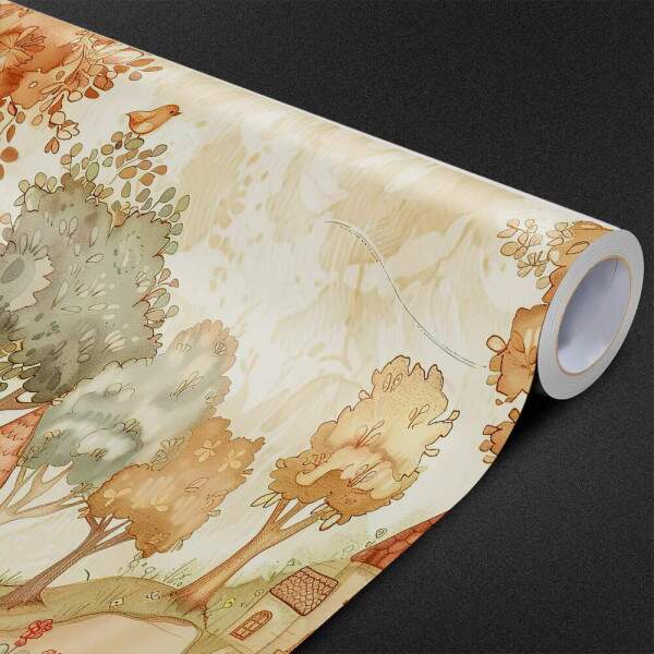 Papel de Parede para Quarto Infantil Aquarela paisagem de Outono MP