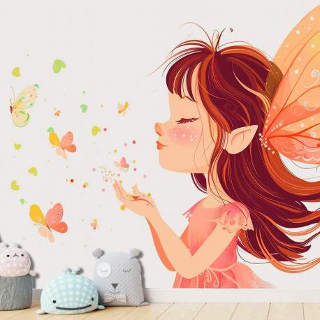 Papel de Parede para Quarto Infantil Fada com Borboletas MP