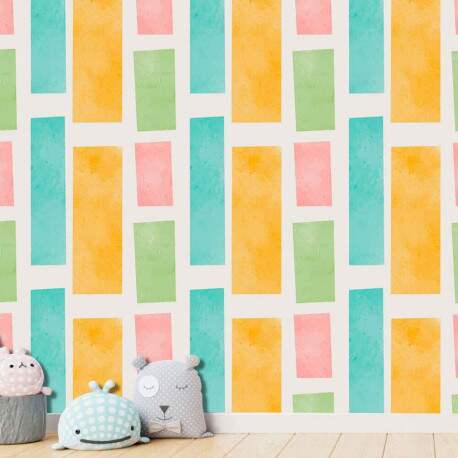 Papel de Parede para Quarto Infantil Faixas Coloridas MP