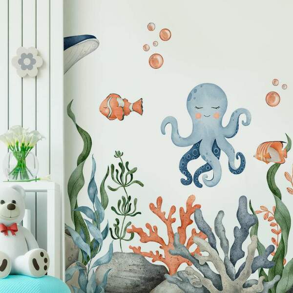 Papel de Parede para Quarto Infantil Fundo do Mar MP