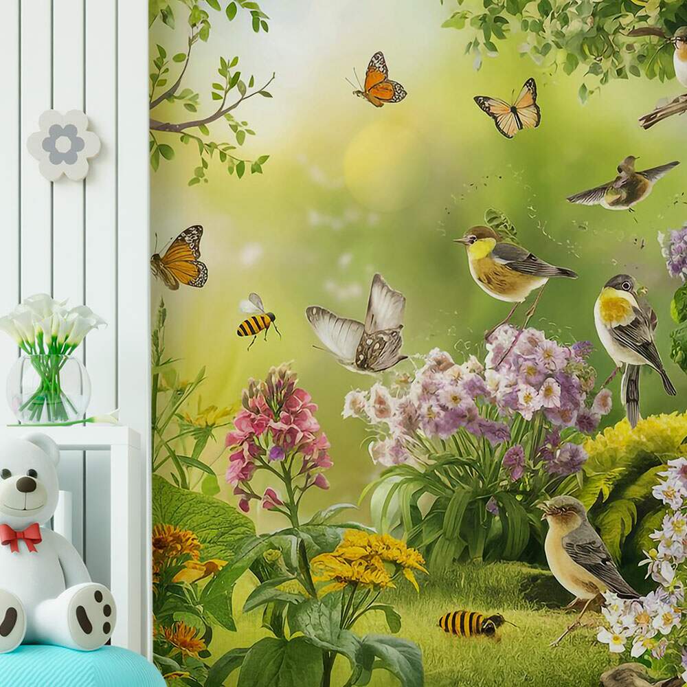 Papel de Parede para Quarto Infantil Jardim dos P�ssaros MP