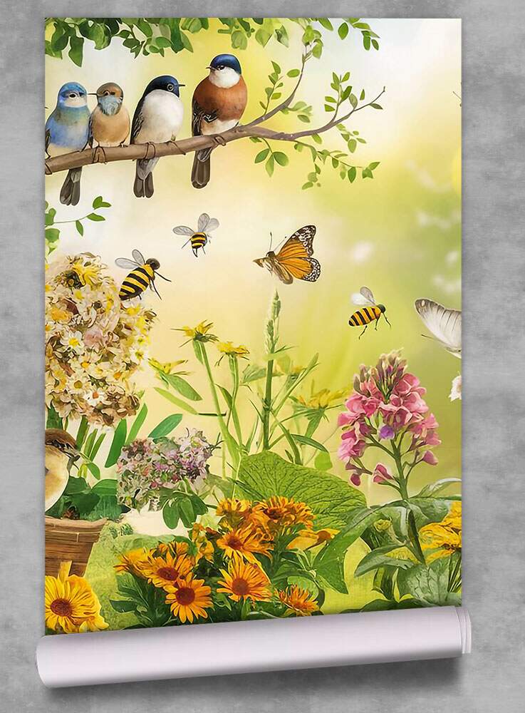 Papel de Parede para Quarto Infantil Jardim dos P�ssaros MP