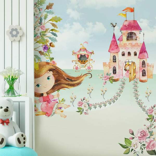 Papel de Parede para Quarto Infantil Princesa e seu Castelo MP