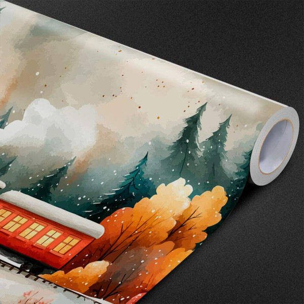 Papel de Parede para Quarto Infantil Aquarela Trem na Floresta MP