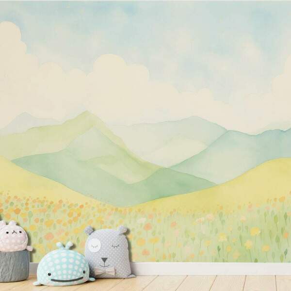 Papel de Parede para Quarto Infantil Aquarela Paisagem Plancie MP