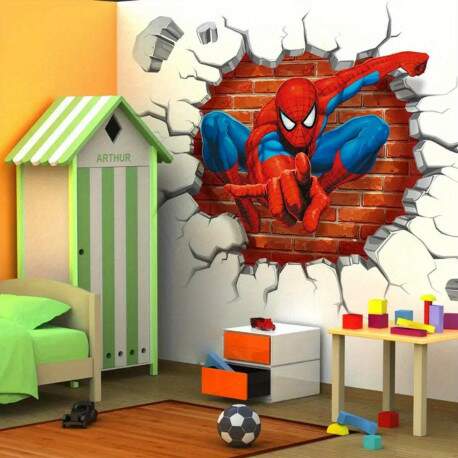 Adesivo de Parede Homem-Aranha 3D para Quarto Infantil
