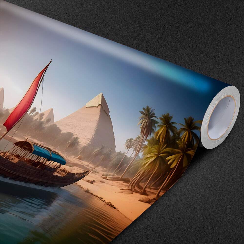 Papel De Parede Egito Barco No Lago MP