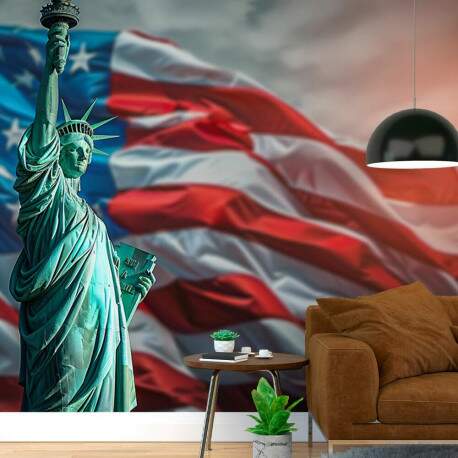 Papel De Parede Estatua Da Liberdade Bandeira Estados Unidos MP