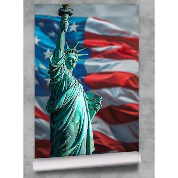 Papel De Parede Estatua Da Liberdade Bandeira Estados Unidos MP