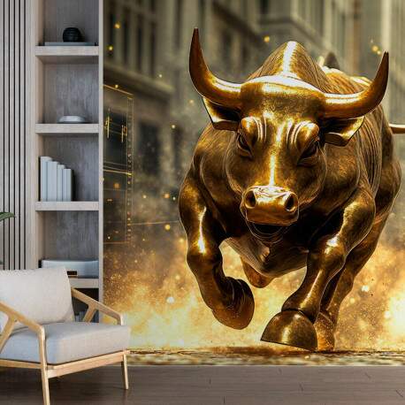 Papel De Parede Touro Dourado Wall Street MP
