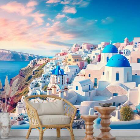 Papel De Parede Ilha Santorini Grcia MP