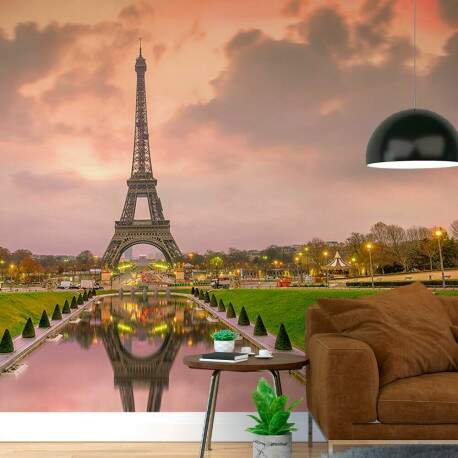 Papel De Parede Torre Eiffel Nascer Do Sol Paris MP
