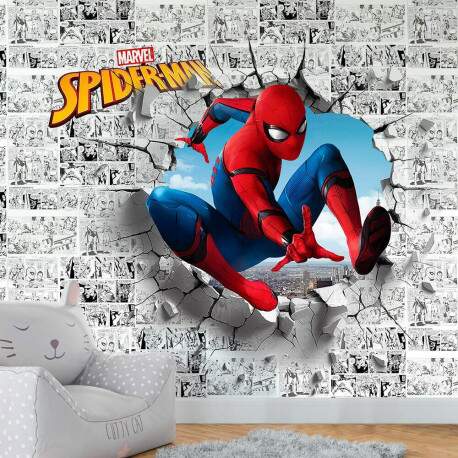 Papel De Parede 3d Homem Aranha Buraco Na Parede MP