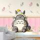 Papel De Parede 3D Totoro Boiserie Rosa Com Flores MP