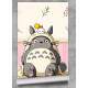 Papel De Parede 3D Totoro Boiserie Rosa Com Flores MP