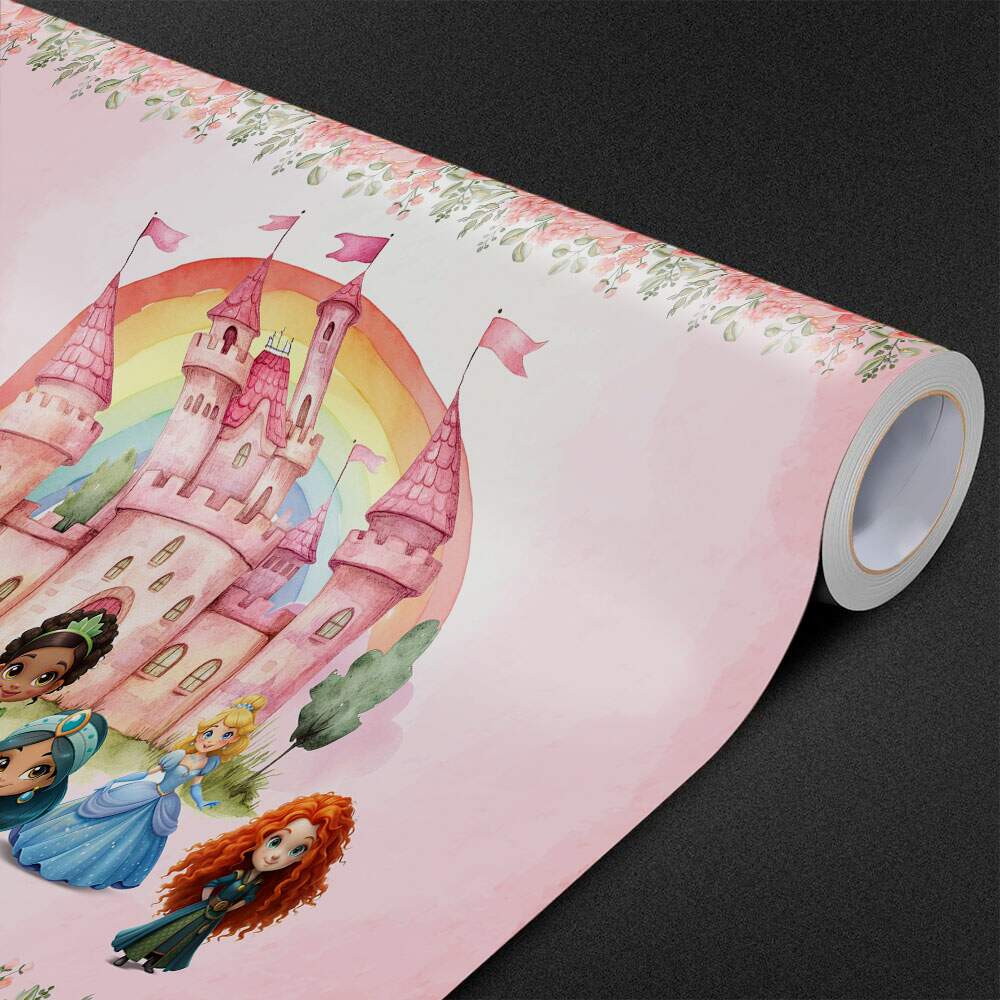 Papel De Parede Princesas Cute Castelo Aquarela MP