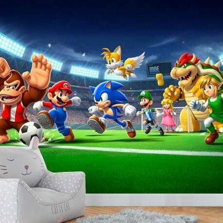 Papel De Parede Turma Do Mario E Sonnic Jogando Futebol MP