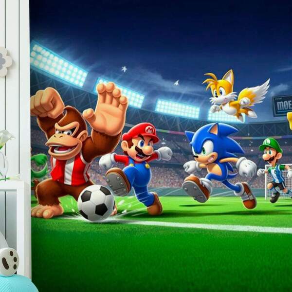 Papel De Parede Turma Do Mario E Sonnic Jogando Futebol MP