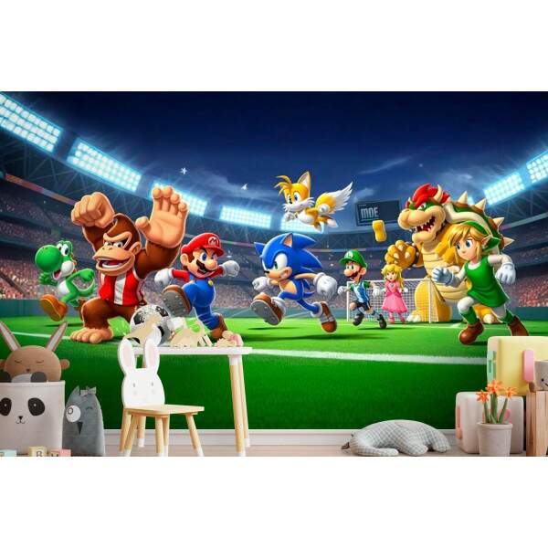 Papel De Parede Turma Do Mario E Sonnic Jogando Futebol MP