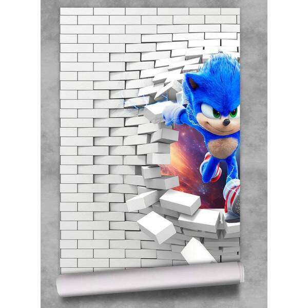 Papel De Parede Sonic Saindo Da Parede MP