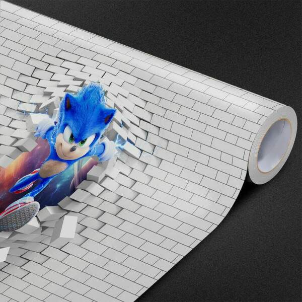 Papel De Parede Sonic Saindo Da Parede MP