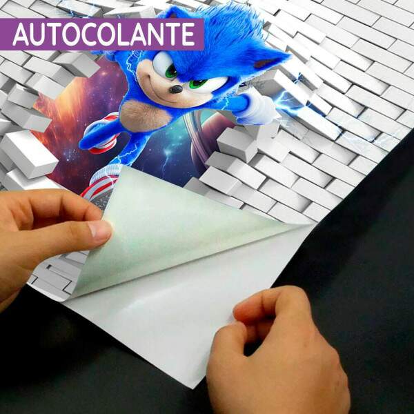 Papel De Parede Sonic Saindo Da Parede MP