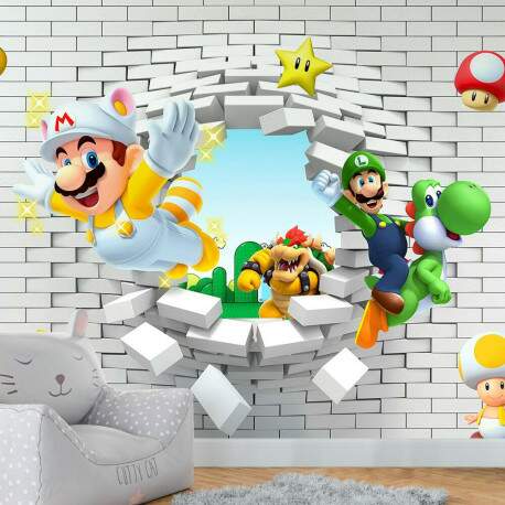 Papel De Parede Buraco 3d Turma Do Mario MP